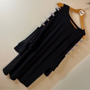 JBS Black Bell Sleeve Dress w/ Rhinestone Bands on Sleeves Women's S